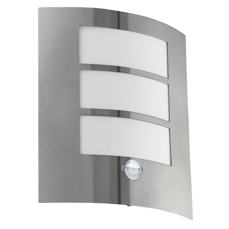 Eglo Светильник уличный настенный CITY с датч. движения, 1х60W (E27), нерж. сталь/пластик 88142