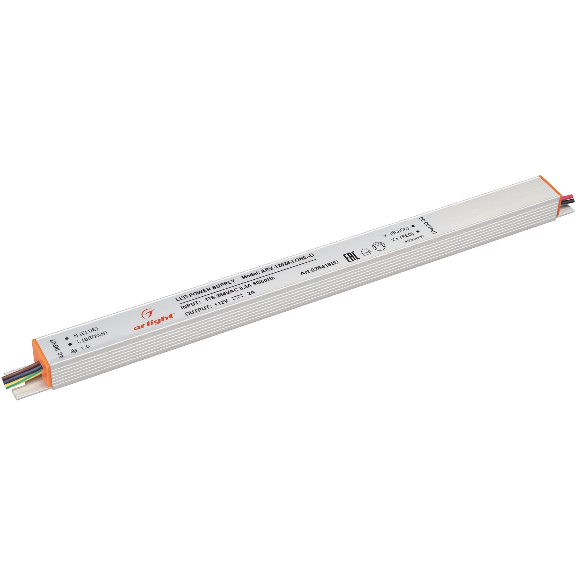 Arlight Блок питания ARV-12024-LONG-D (12V, 2A, 24W) (IP20 Металл, 2 года) 026418(1) — миниатюра 1