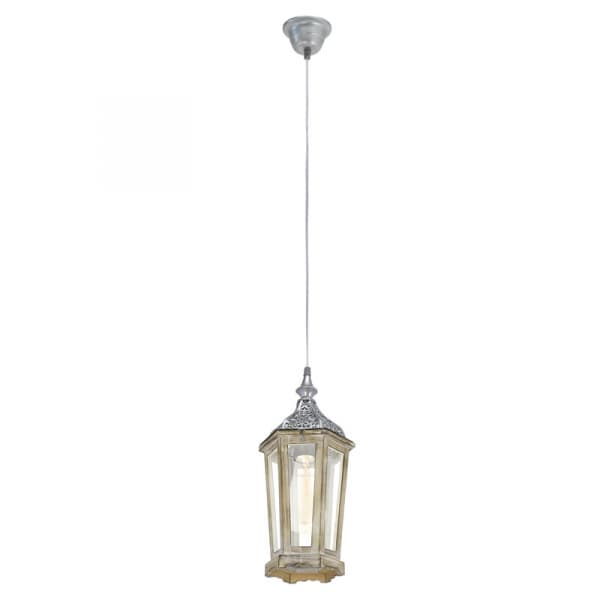 Eglo Подвес KINGHORN, 1x42W (E27), Ø155, H1100, сталь, патина, коричневый/стекло, прозрачный 49206