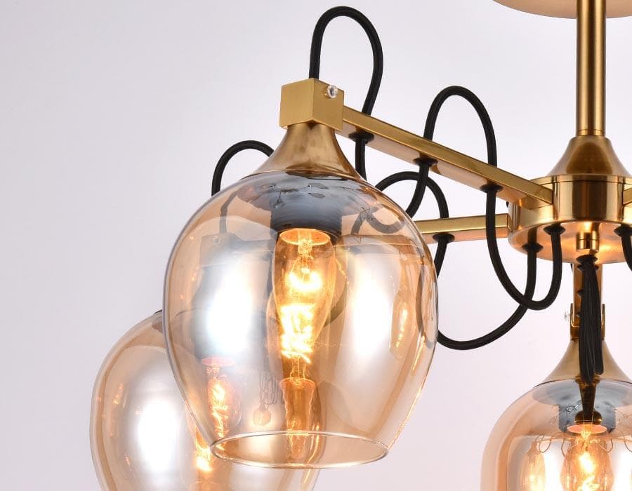 Ambrella Подвесная люстра TR9061/5 SB/TI бронза/янтарь E27 max 40W D620*380 — миниатюра 2