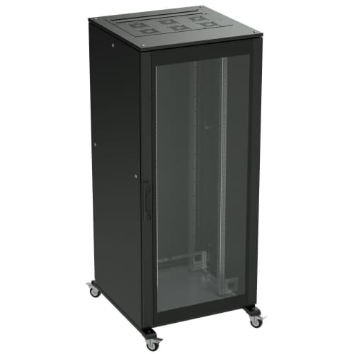 DKC Напольный 19" IT-корпус ДКС серии CQE 42U 800х2000х800, двери стекло+сплошная, панели для крыши, кабельный ввод, RAL9005 — миниатюра 1