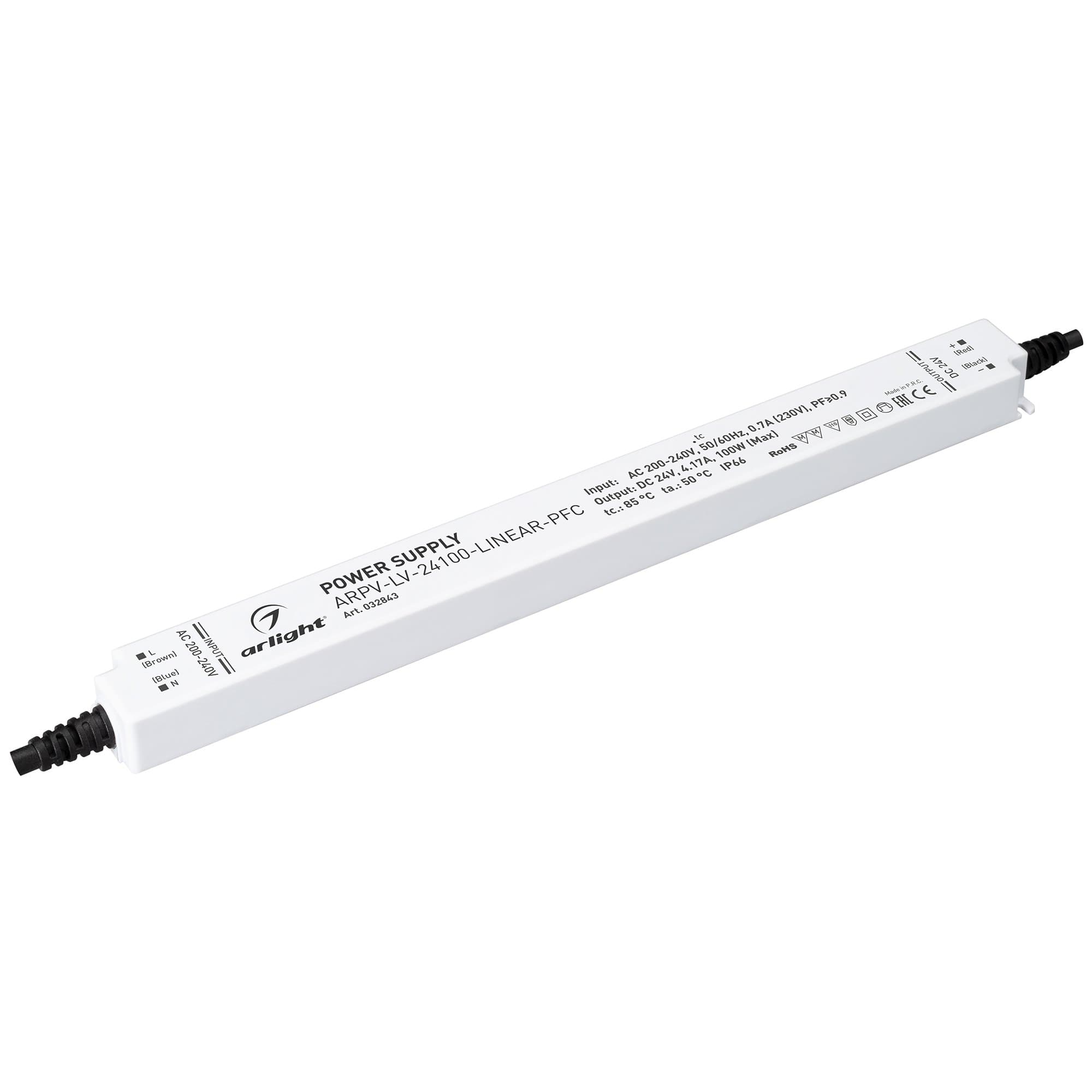 Arlight Блок питания ARPV-LV-24100-LINEAR-PFC (24V, 4.17A, 100W) (IP66 Пластик, 3 года) 032843