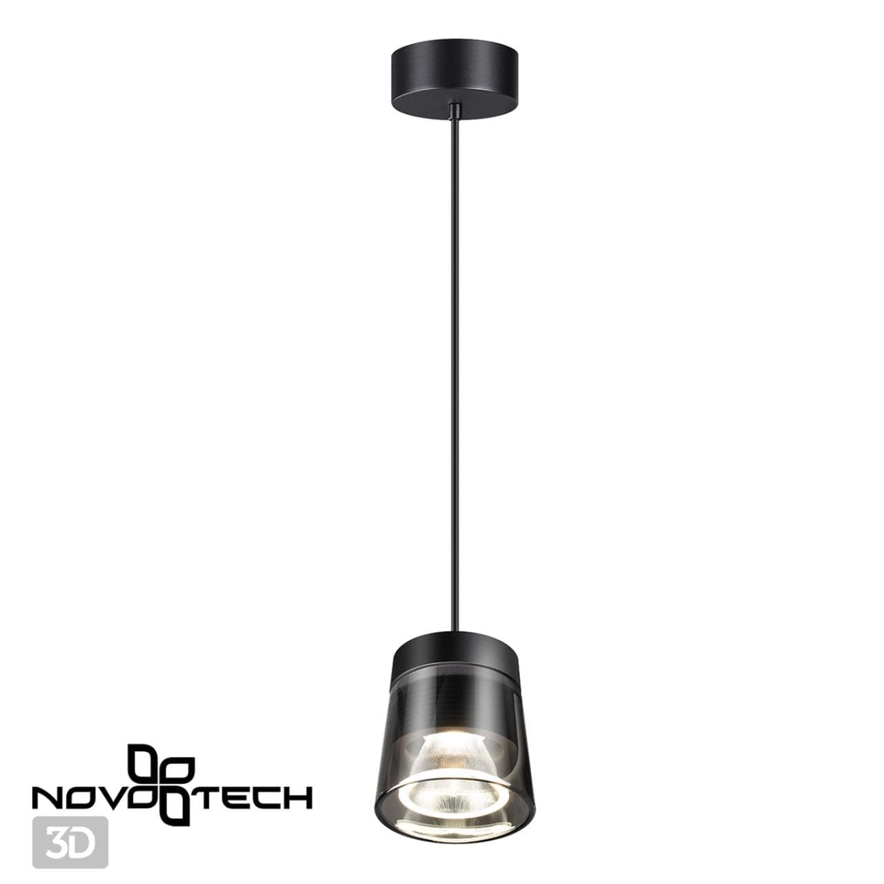 Novotech 358647 OVER NT21 000 корпус черный/плафон дымчатый Светильник накладной светодиодный, длина провода 2м IP20 LED 4000K 20W 175-245V ARTIK
