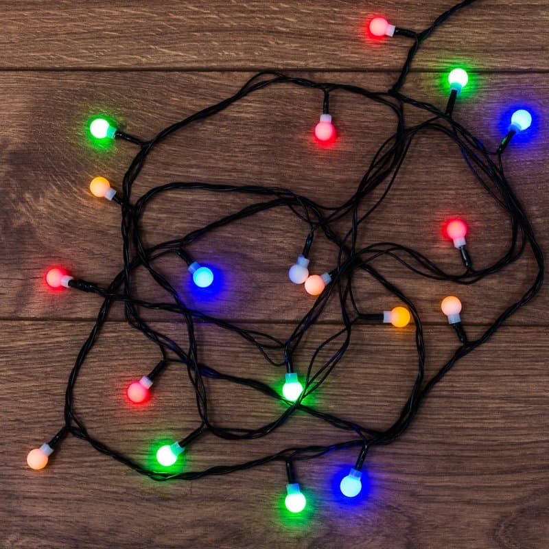 NEON-NIGHT Гирлянда светодиодная "Цветные Шарики" 20 LED МУЛЬТИКОЛОР 2,8 метра 303-060