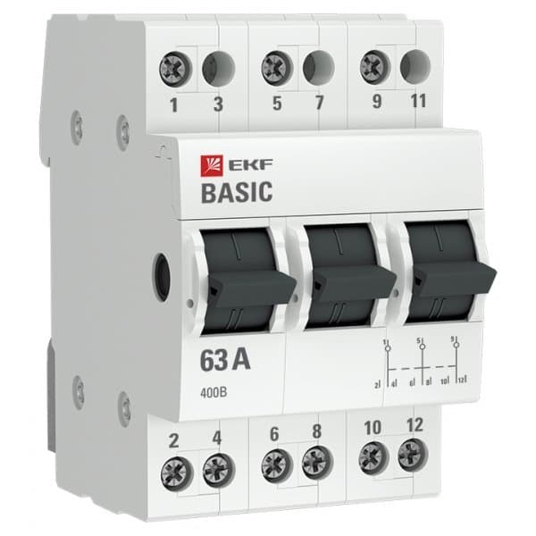 EKF Basic Трехпозиционный переключатель 3P 63А tps-3-63