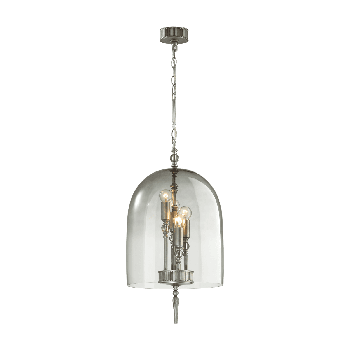 Odeon Light 4882/4 NEO ODL_EX22 25 серебрист.с патиной/дымчатый/стекло Подвес E14 4*40W BELL — миниатюра 2