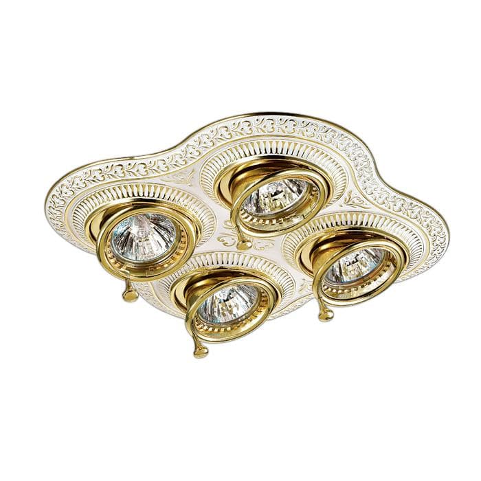 Novotech 370179 NT15 127 белый/золото Встраиваемый светильник ПВ IP20 GX5.3 4*50W 12V VINTAGE