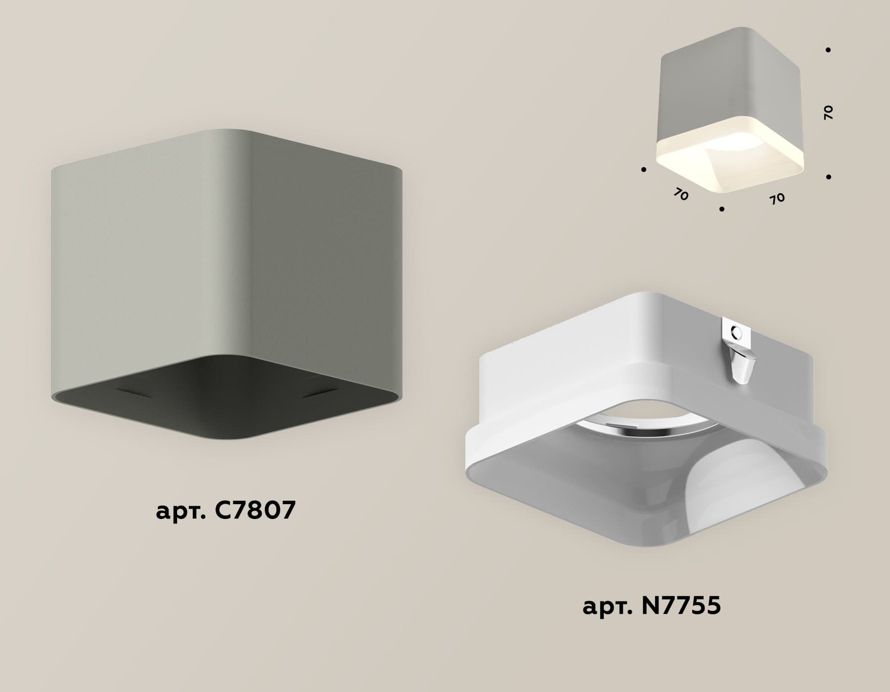Ambrella Комплект накладного светильника с акрилом XS7807010 SGR/FR серый песок/белый матовый MR16 GU5.3 (C7807, N7755) — миниатюра 3