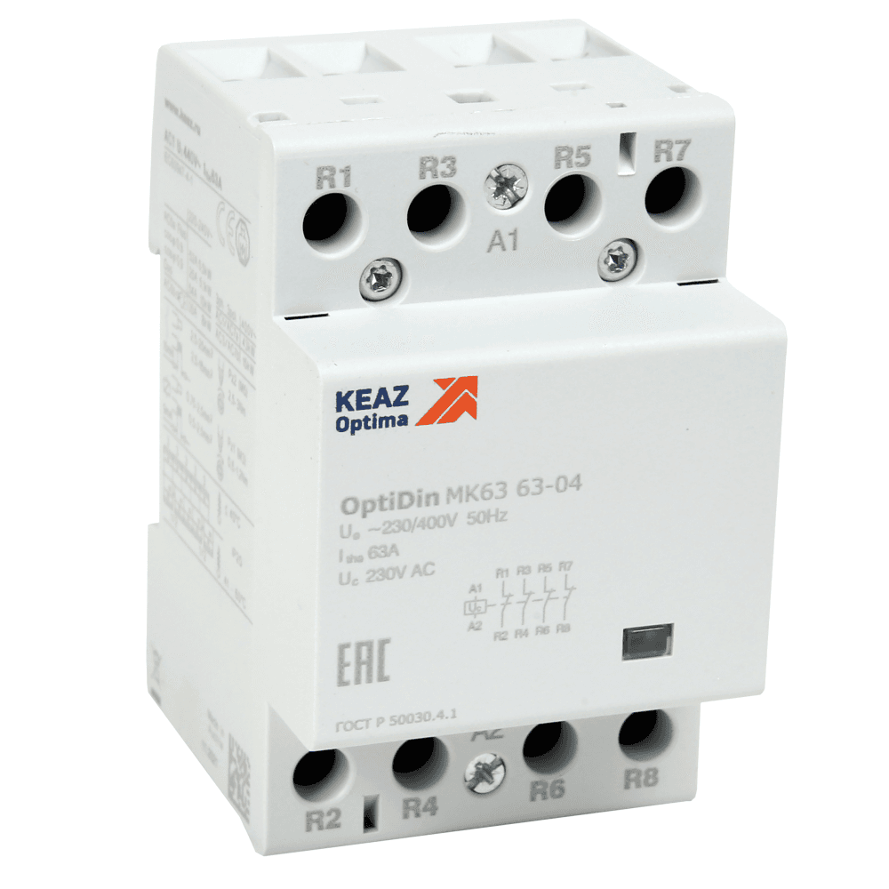 КЭАЗ OptiDin МК63 Модульный контактор 3НО+1НЗ 63А 230В AC, 114138