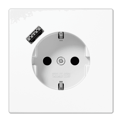 JUNG Schuko Белый Розетка 2К+З 16А 250В~, с разъемом USB Typ A LS1520-18AWW