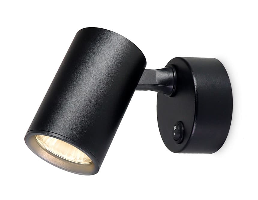 Ambrella Накладной поворотный спот с выключателем TA1292 BK черный GU10 max 12W 87*55*138