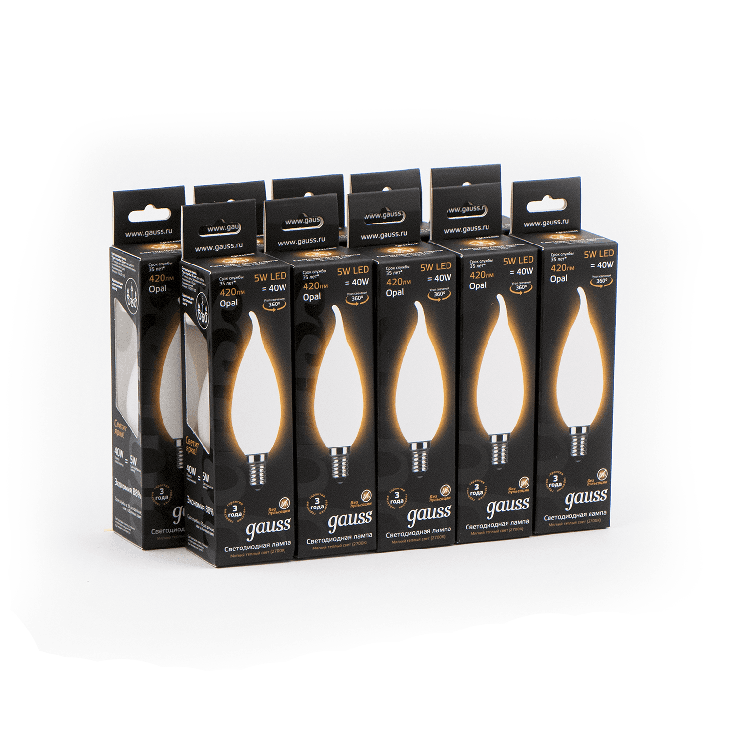 Gauss Лампа Filament Свеча на ветру 5W 420lm 2700К Е14 milky LED 104201105 — миниатюра 6