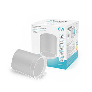 Gauss Светильник Overhead накл цил 6W 420lm 4100K 170-240V IP20 68*75мм белый с расс LED HD022