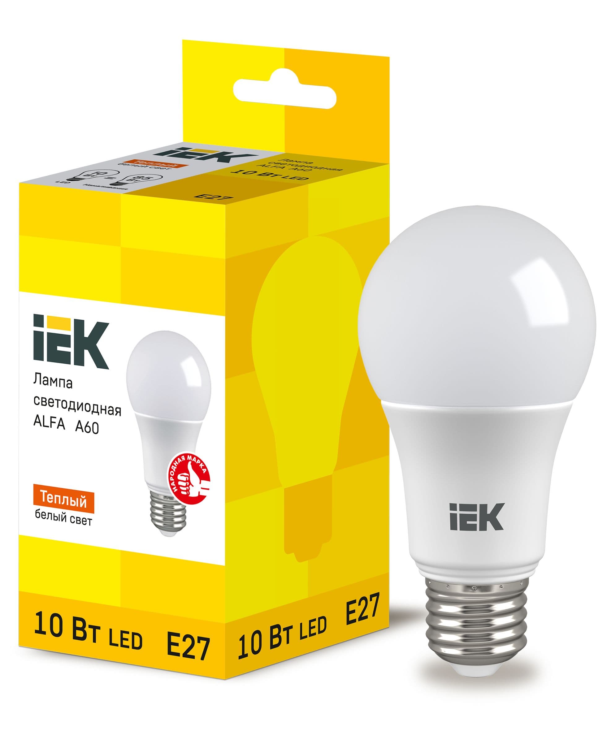 IEK Лампа LED ALFA A60 груша 10Вт 230В 3000К E27