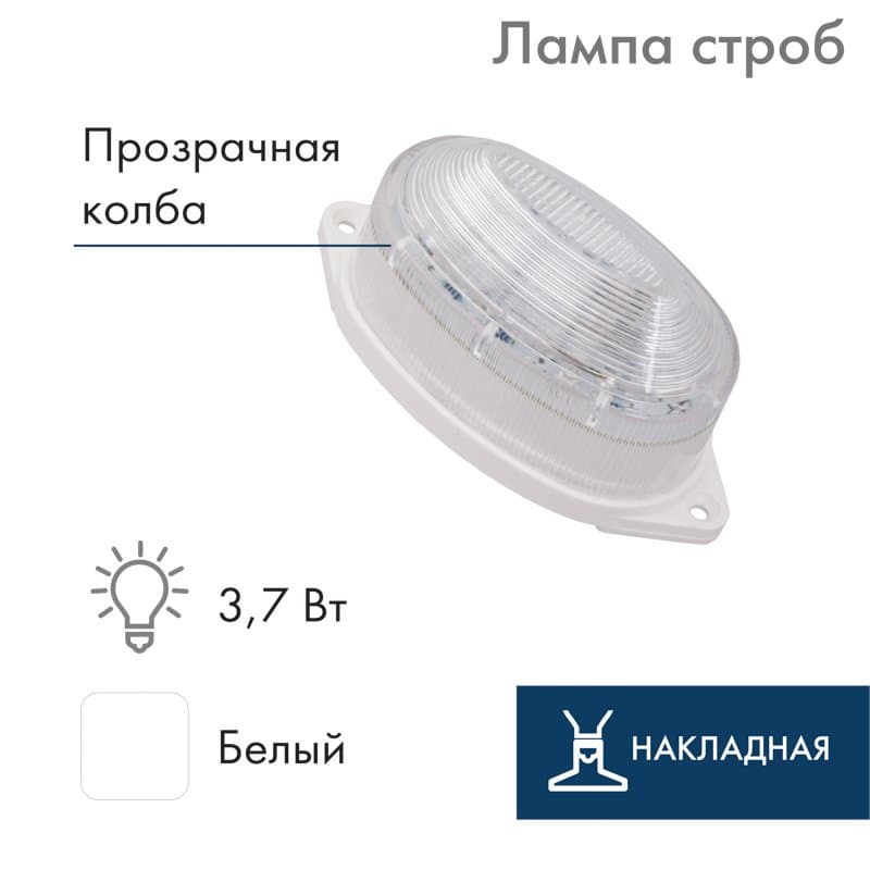 NEON-NIGHT Лампа-строб накладная 30 LED белая 415-115