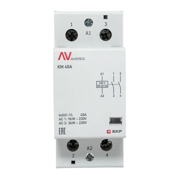 EKF Контактор модульный КМ 40А 2NO 230В АС (2 мод.) AVERES — миниатюра 3
