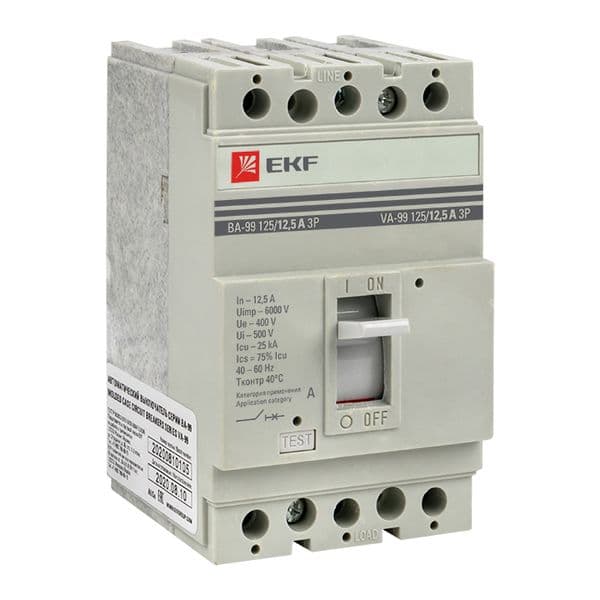EKF Выключатель автоматический ВА-99 125/12,5А 3P 25кА PROxima — миниатюра 1