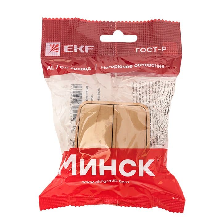 EKF Basic Минск Светлое дерево Выключатель 2-кл, 10А, ОП — миниатюра 6