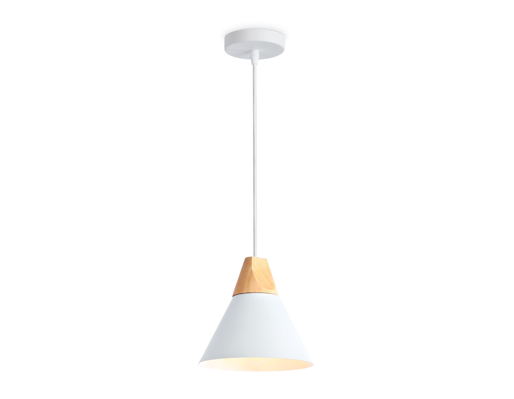 Ambrella Подвесной светильник в стиле лофт TR8195 WH/LW белый/светлое дерево E27 max 40W D230*935 — миниатюра 2