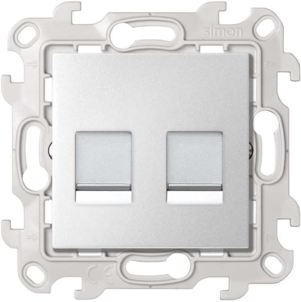 Simon 24 Алюминий Розетка для передачи данных 2xRJ45 Cat.6 UTP цвета Алюминий 2410600-033
