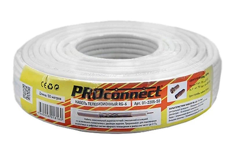 PROconnect белый Кабель телевизионный RG-6U 32* (75 Ом) ccs (бухта 100 м) 01-2205 — миниатюра 3
