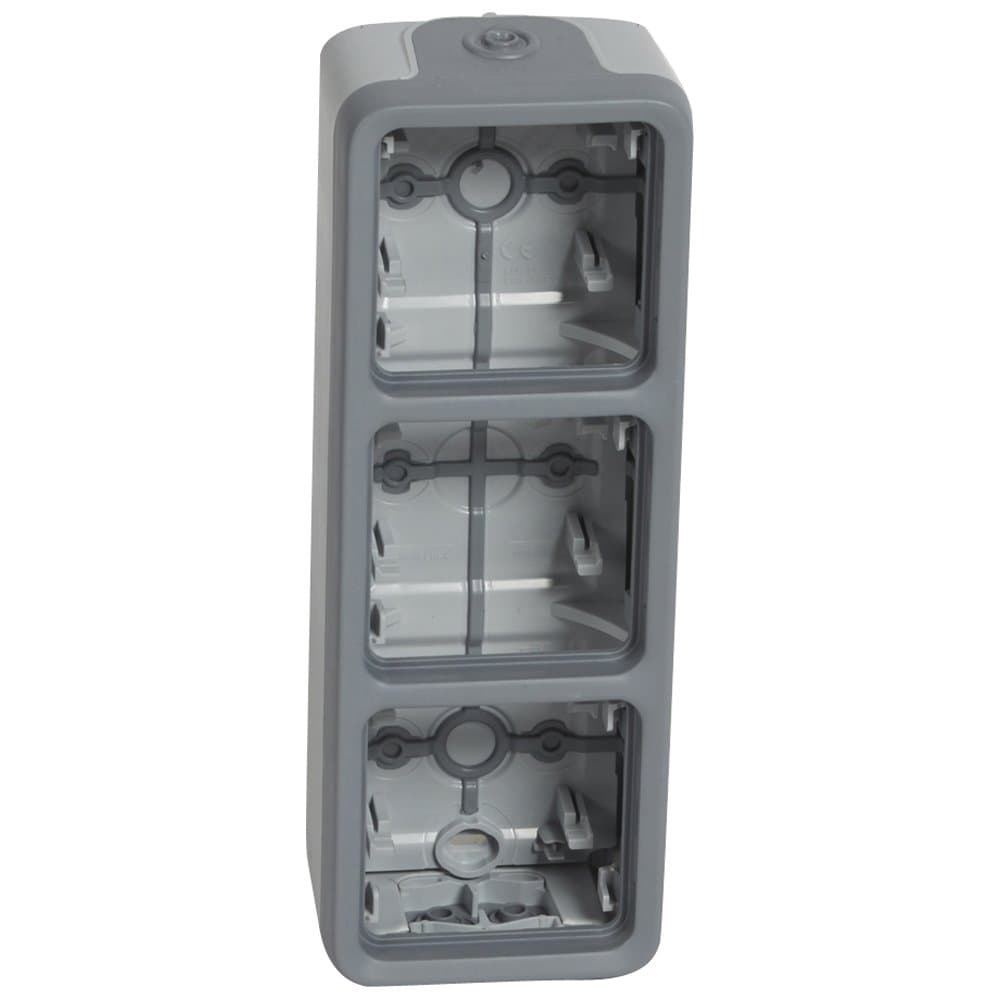 Legrand Plexo Серый Монтажная коробка 3-ая для наружного монтажа,вертикальная, IP55 069679