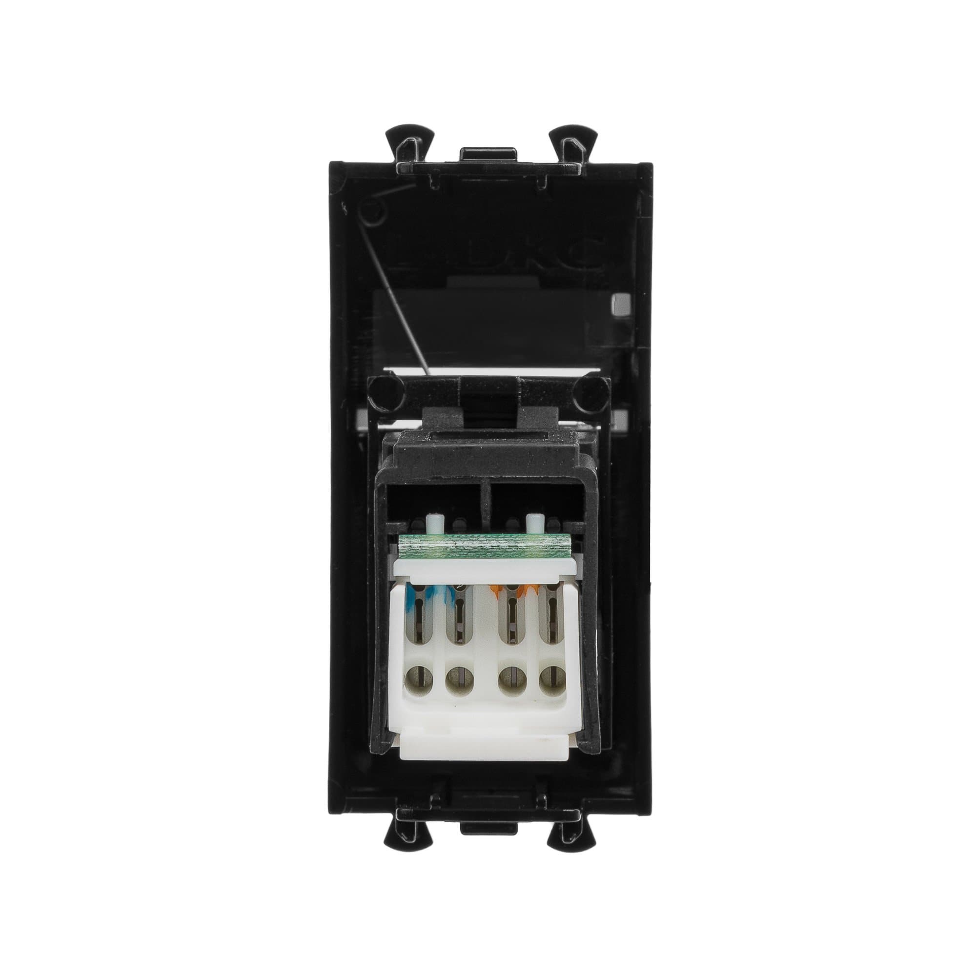 DKC Компьютерная розетка RJ-45 модульная, кат.5е, "Avanti", "Черный квадрат", 1 модуль — миниатюра 6
