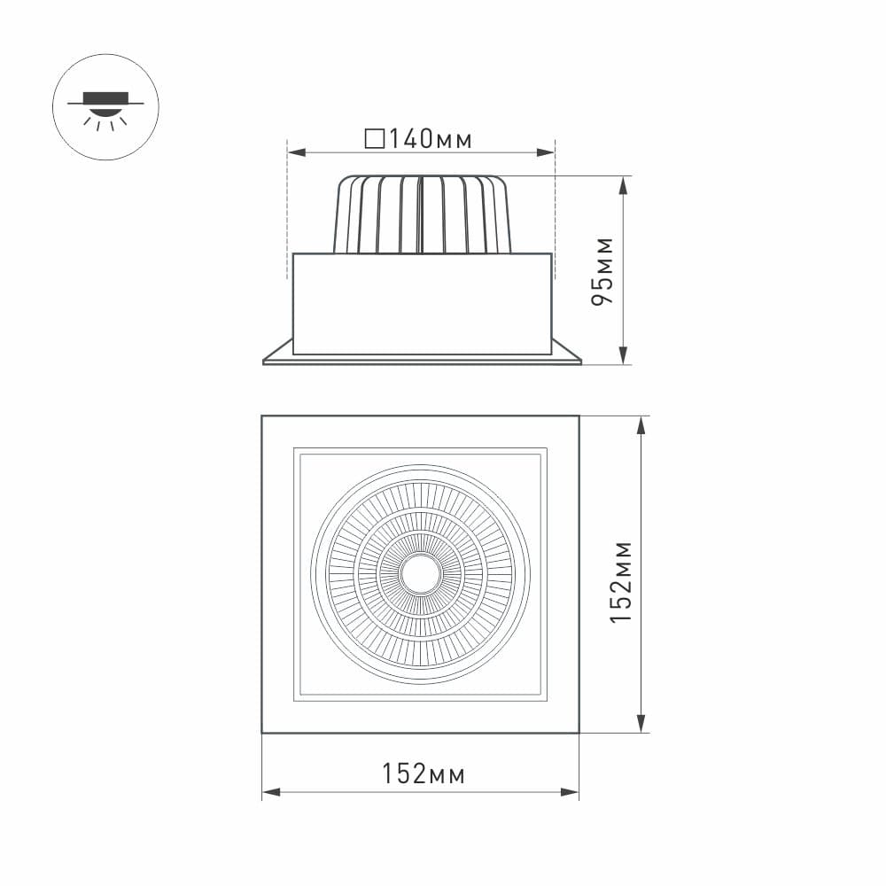 Arlight Светильник CL-KARDAN-S152x152-25W Warm3000 (WH-BK, 30 deg) 024984 — миниатюра 2