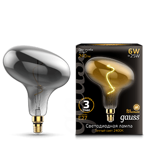 Gauss Лампа Filament FD180 6W 240lm 2400К Е27 gray flexible LED 165802008 — миниатюра 1