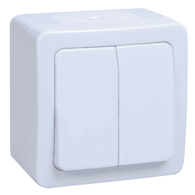 IEK GERMES PLUS ВС20-2-0-ГПБ Выключатель 2кл о/у IP54 (цвет клавиши:белый) — миниатюра 2