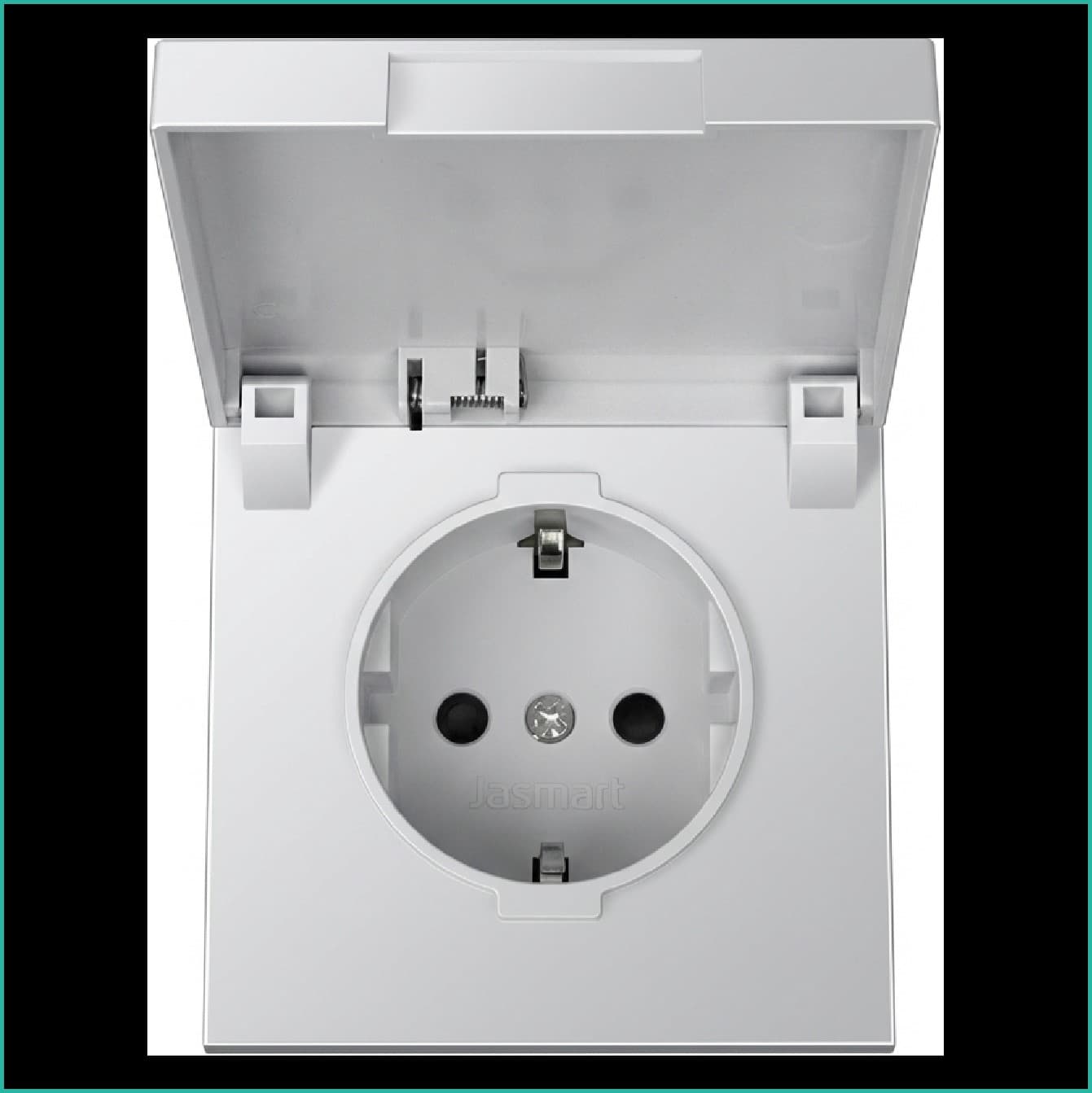 Jasmart FD Алюминий Розетка с/з со шторками с крышкой 16A 250V~