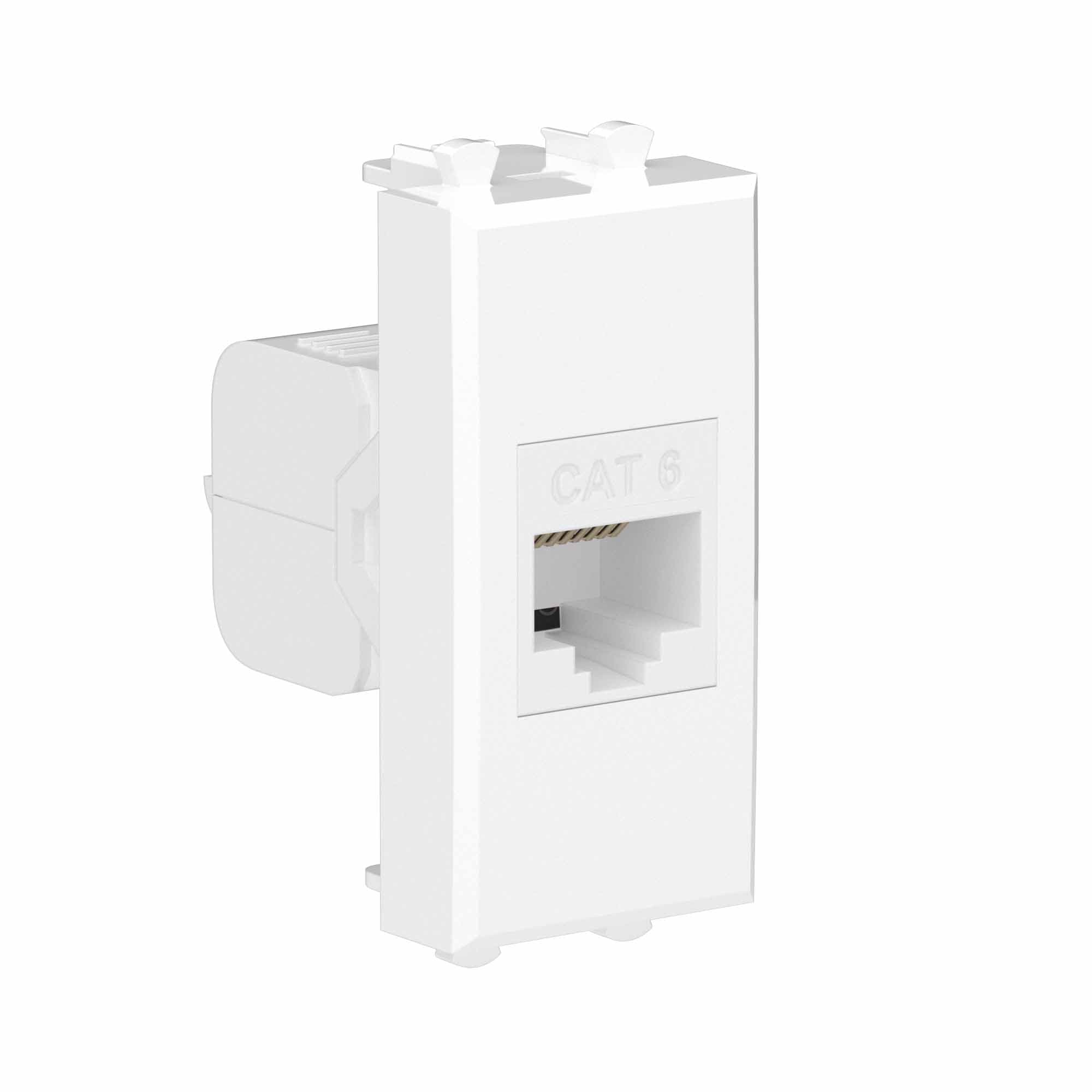 DKC Компьютерная розетка RJ-45 без шторки модульная, кат.6, "Avanti", "Белое облако", 1 модуль — миниатюра 2