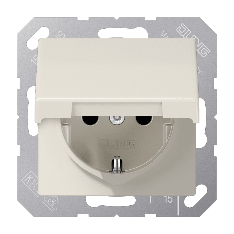 JUNG SCHUKO®-розетка 16 A / 250 B ~ с защитой от детей и крышкой, слоновая кость AS1521KIKL