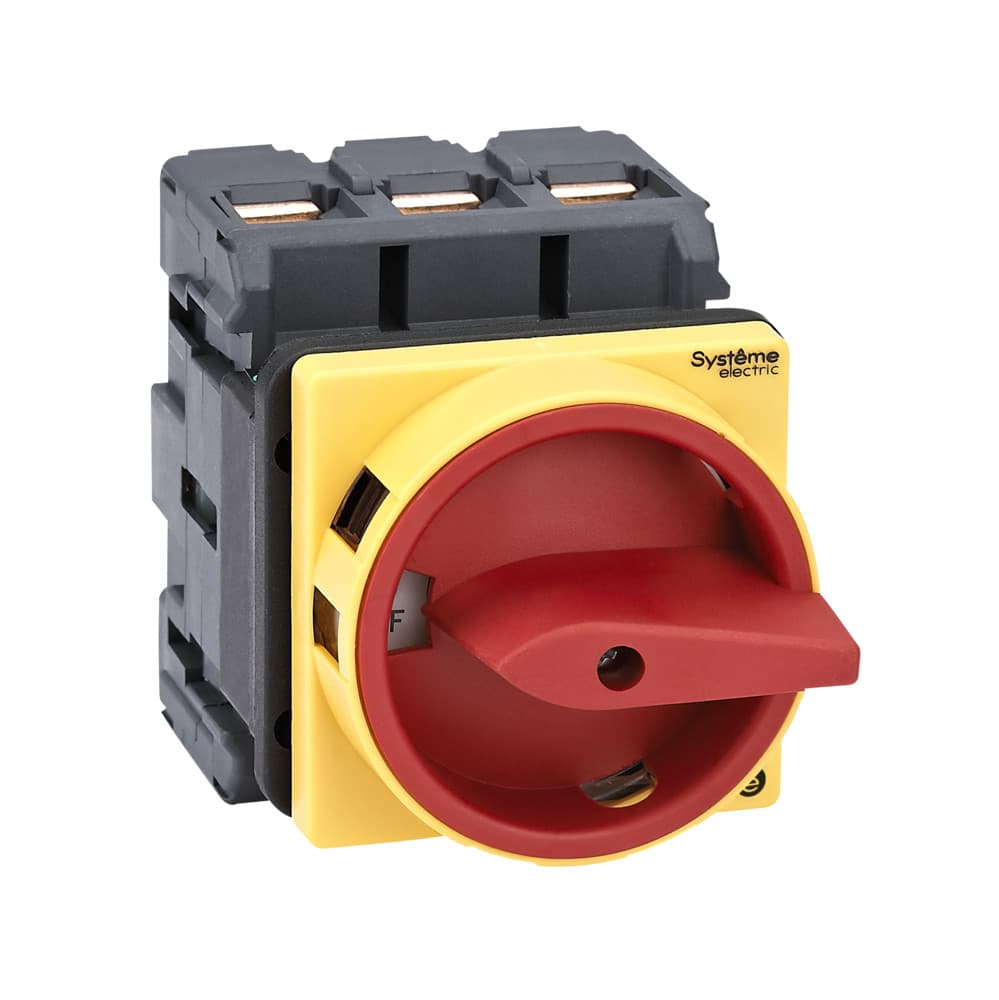 Systeme Electric Выключатель-разъединитель 3P 100A IP20 с красной рукояткой на дверцу 4 винтами с замком