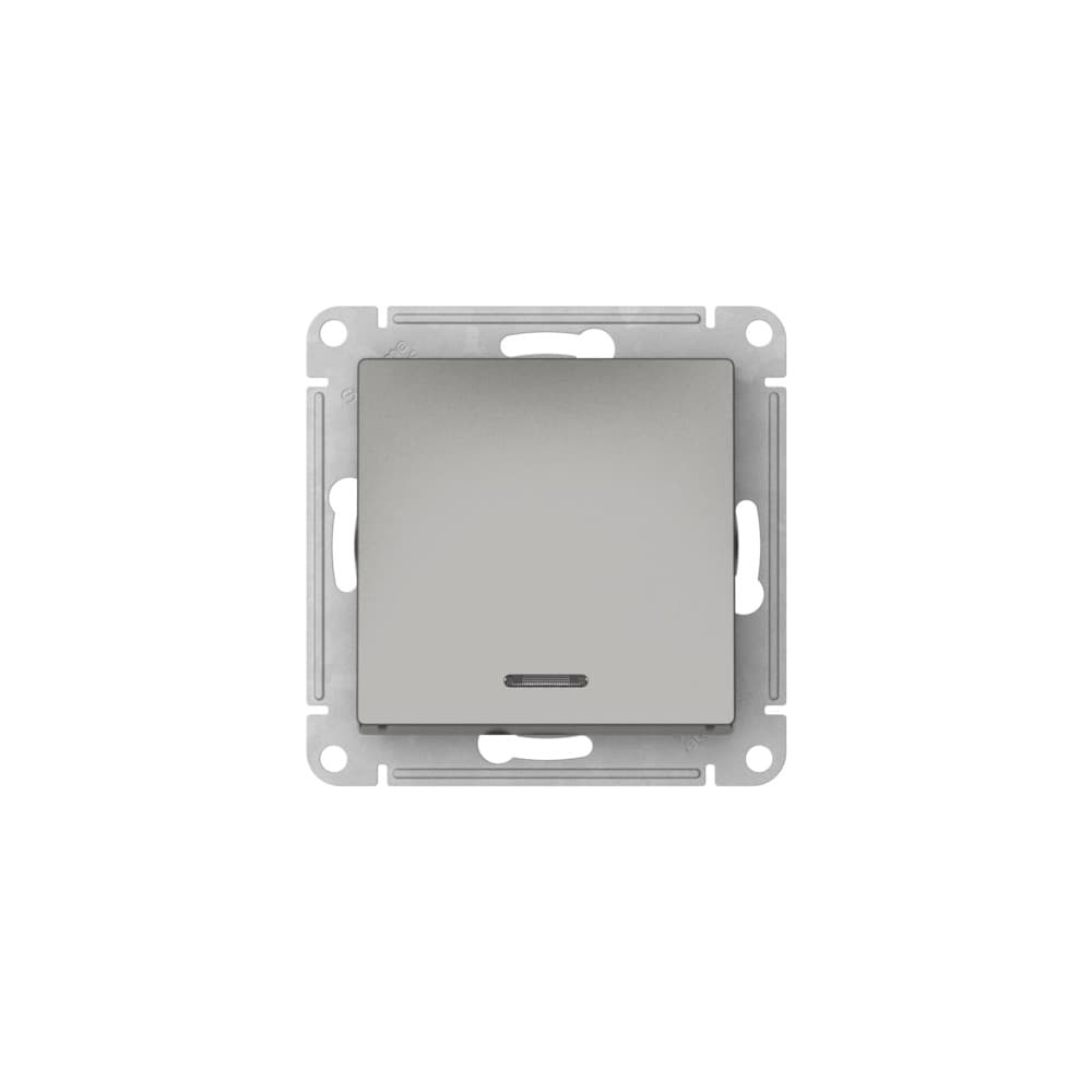 Systeme Electric AtlasDesign Сталь Переключатель 1-кл с подсветкой, сх.6а, 10АХ, мех., быстрозажим. клем. — миниатюра 3