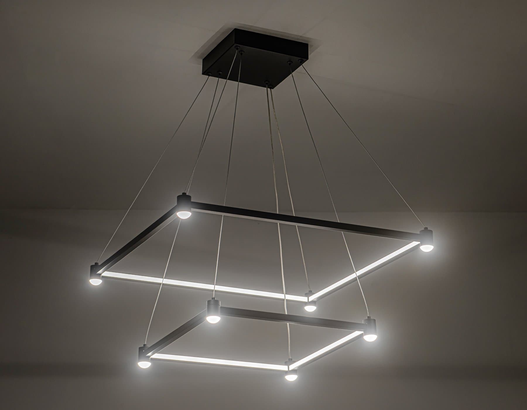 Ambrella Светильник подвесной светодиодный FL5597/2+8 BK черный 60W 3000K/4200K/6400K 600*600*1300 (без ПДУ) — миниатюра 3