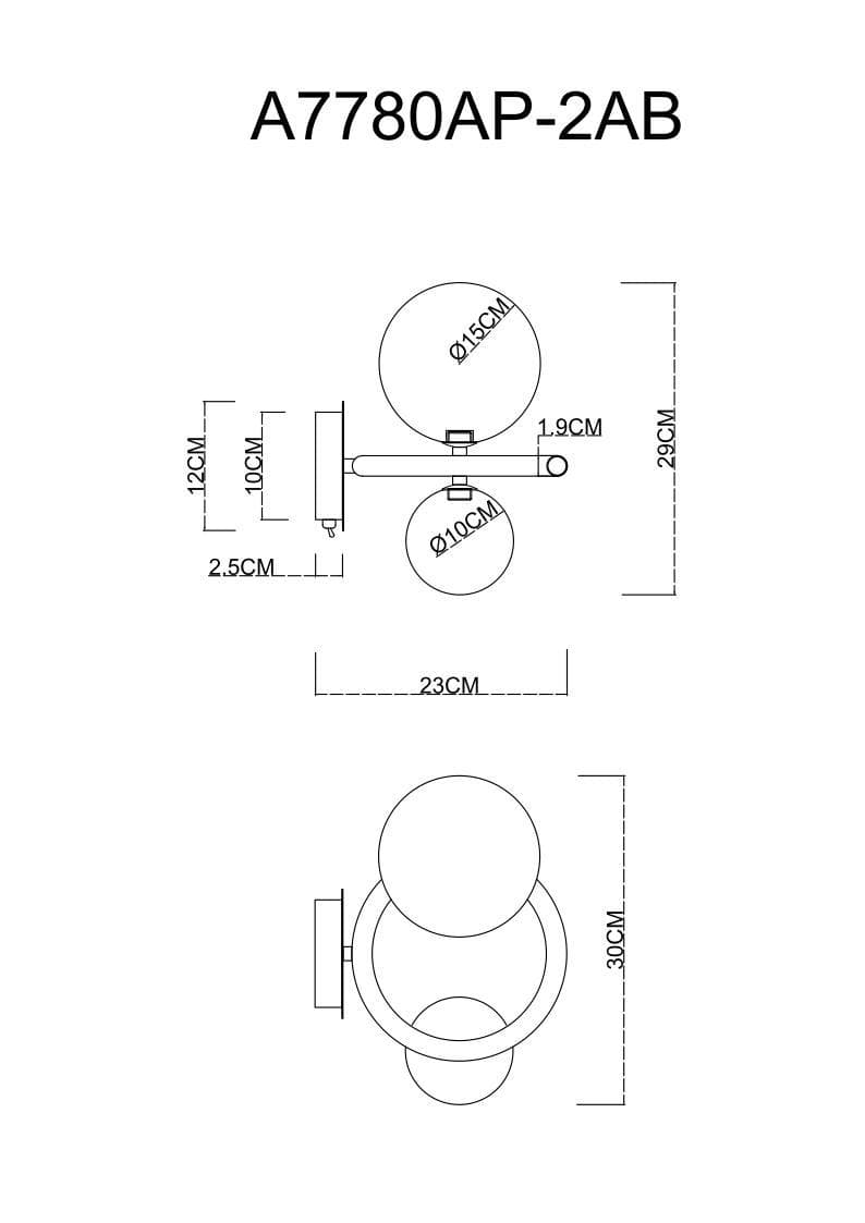 Arte Lamp A7780AP-2AB Бра с двумя плафонами — миниатюра 4