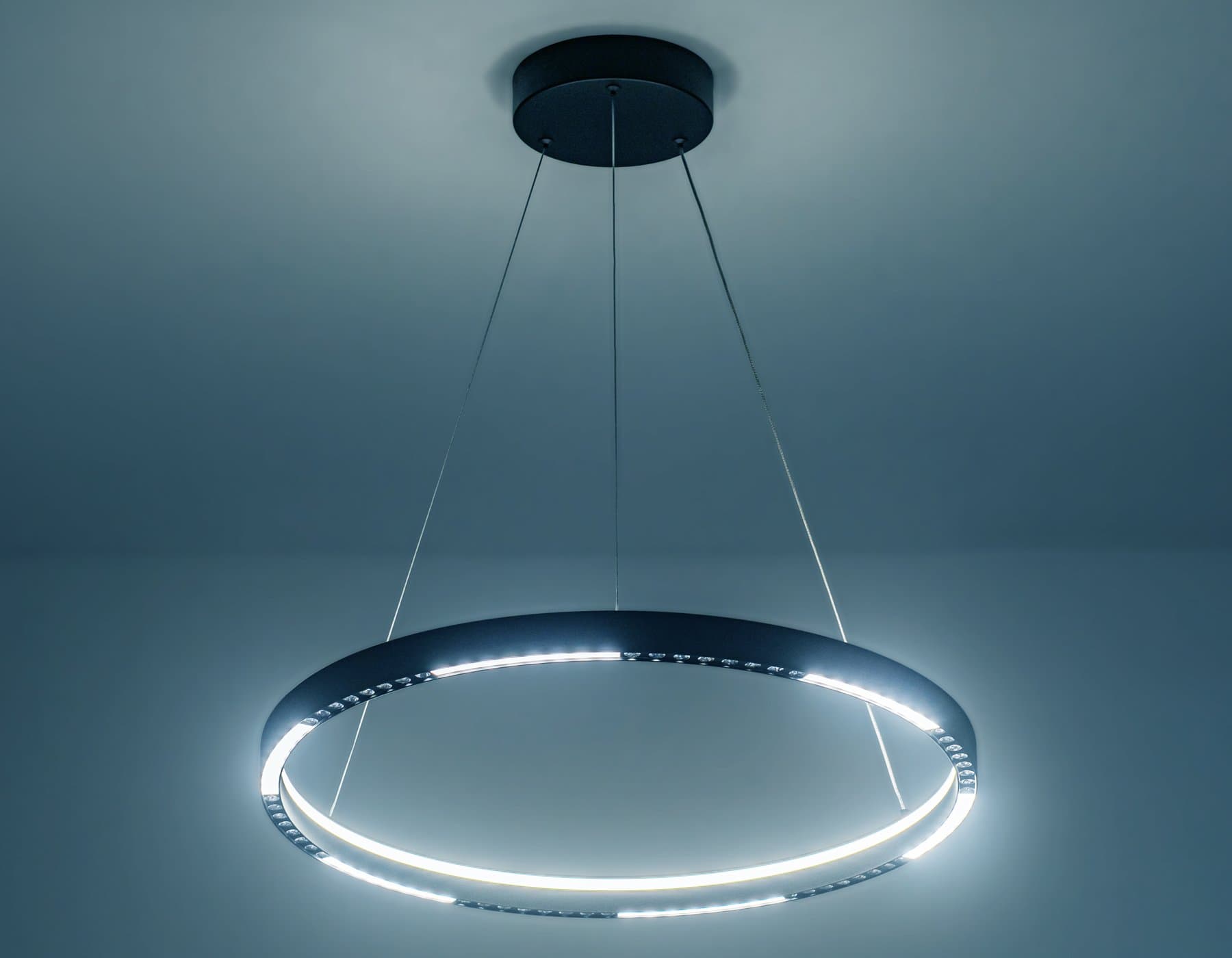 Ambrella Светильник подвесной светодиодный FL5852 BK черный 35W 3000K/4200K/6400K D600*600 (без ПДУ) — миниатюра 5