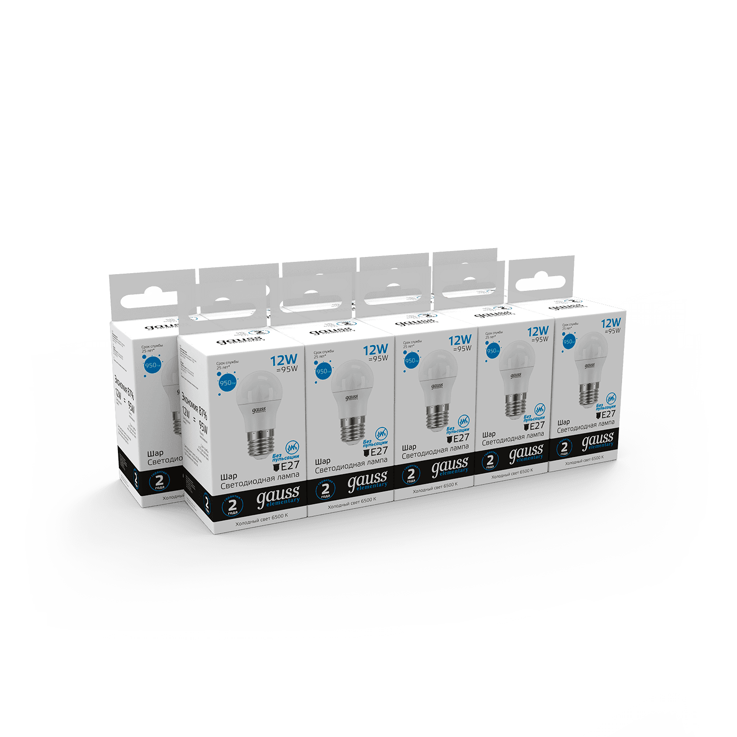 Gauss Лампа Elementary Шар 12W 950lm 6500K Е27 LED 53232 — миниатюра 5