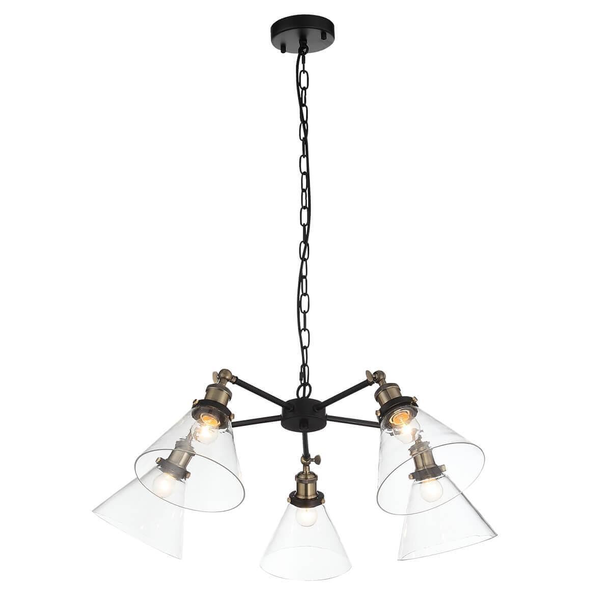 ST Luce SL237.413.05 Люстра подвесная Черный, Матовое золото/Прозрачный E27 5*60W — миниатюра 1