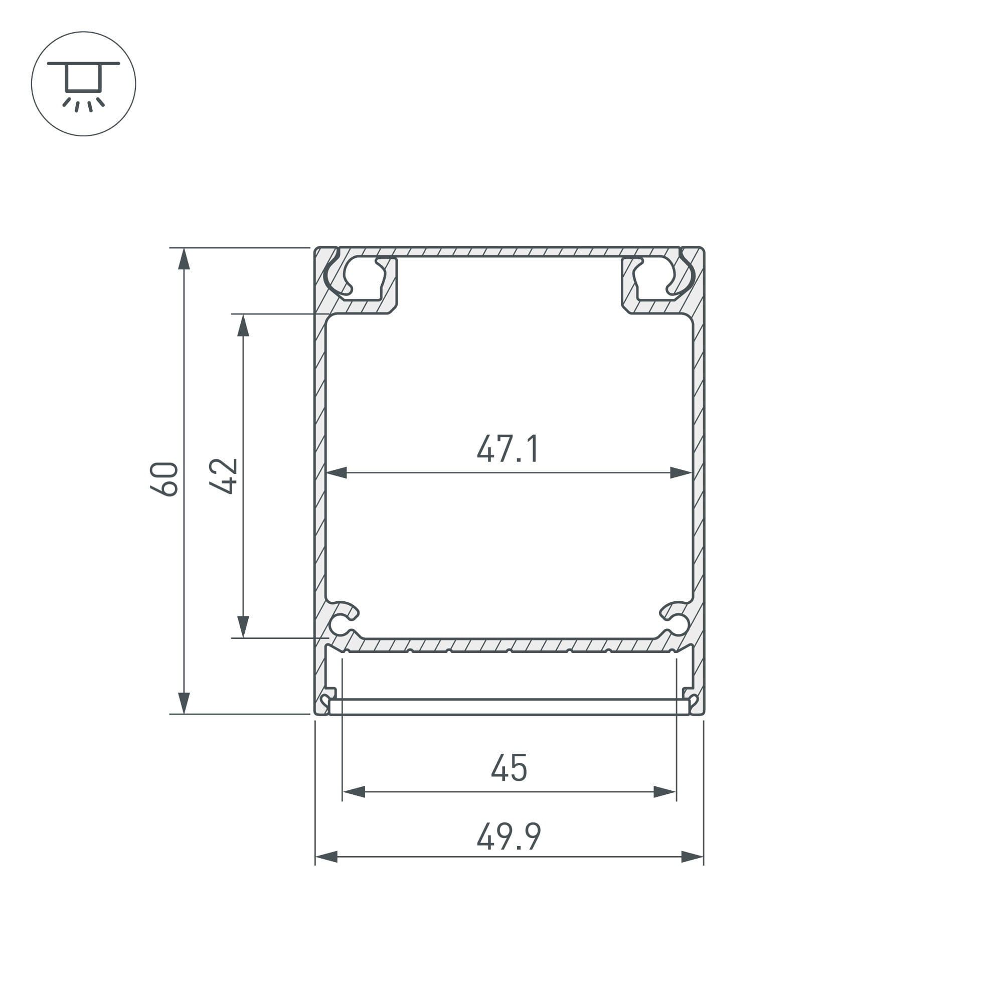 Arlight Профиль BOX60-ONTOP-2000 ANOD (Алюминий) 017358 — миниатюра 3