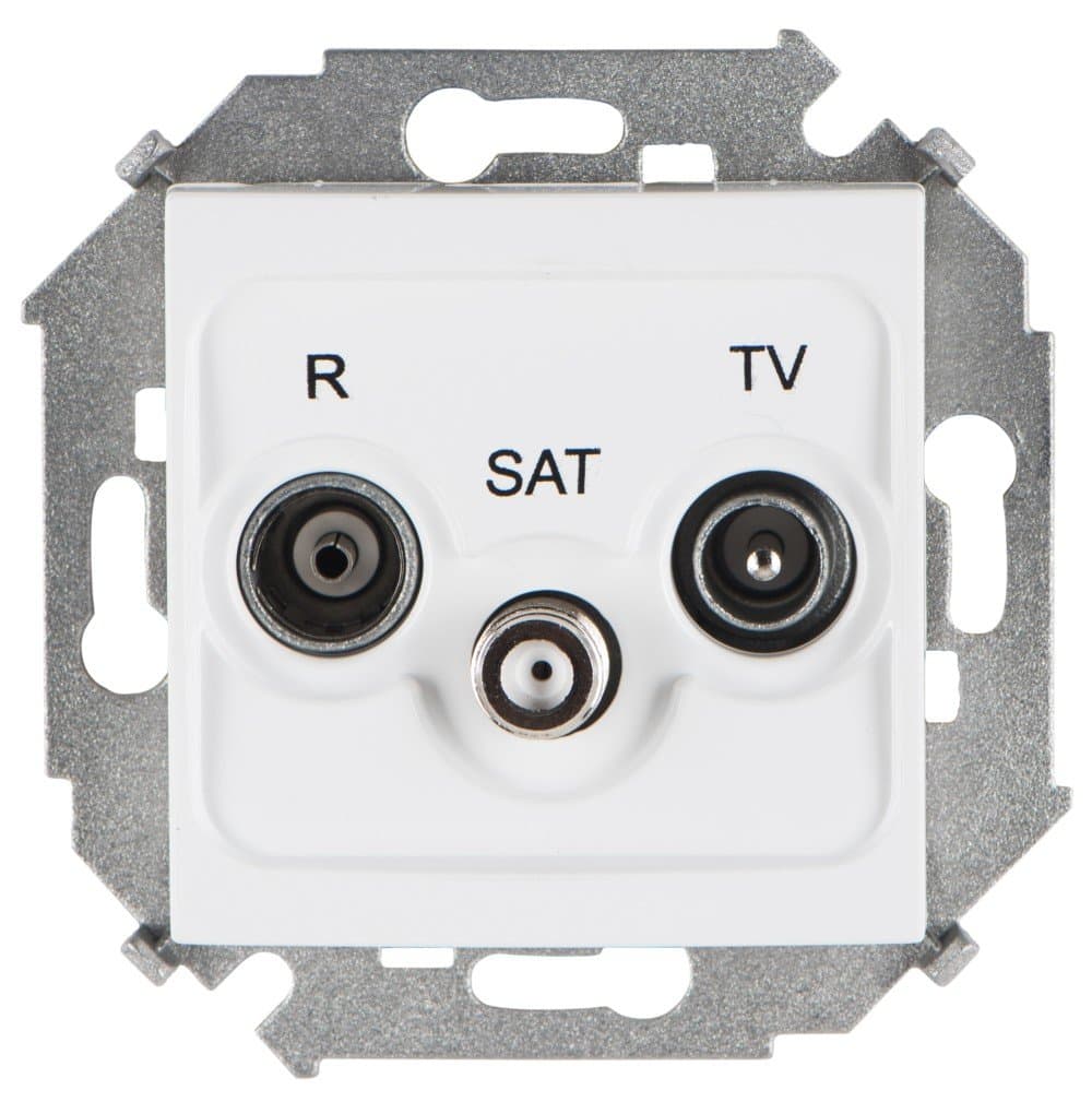 Simon 15 Белая Розетка R-TV-SAT одиночная, винт.зажим 1591466-030