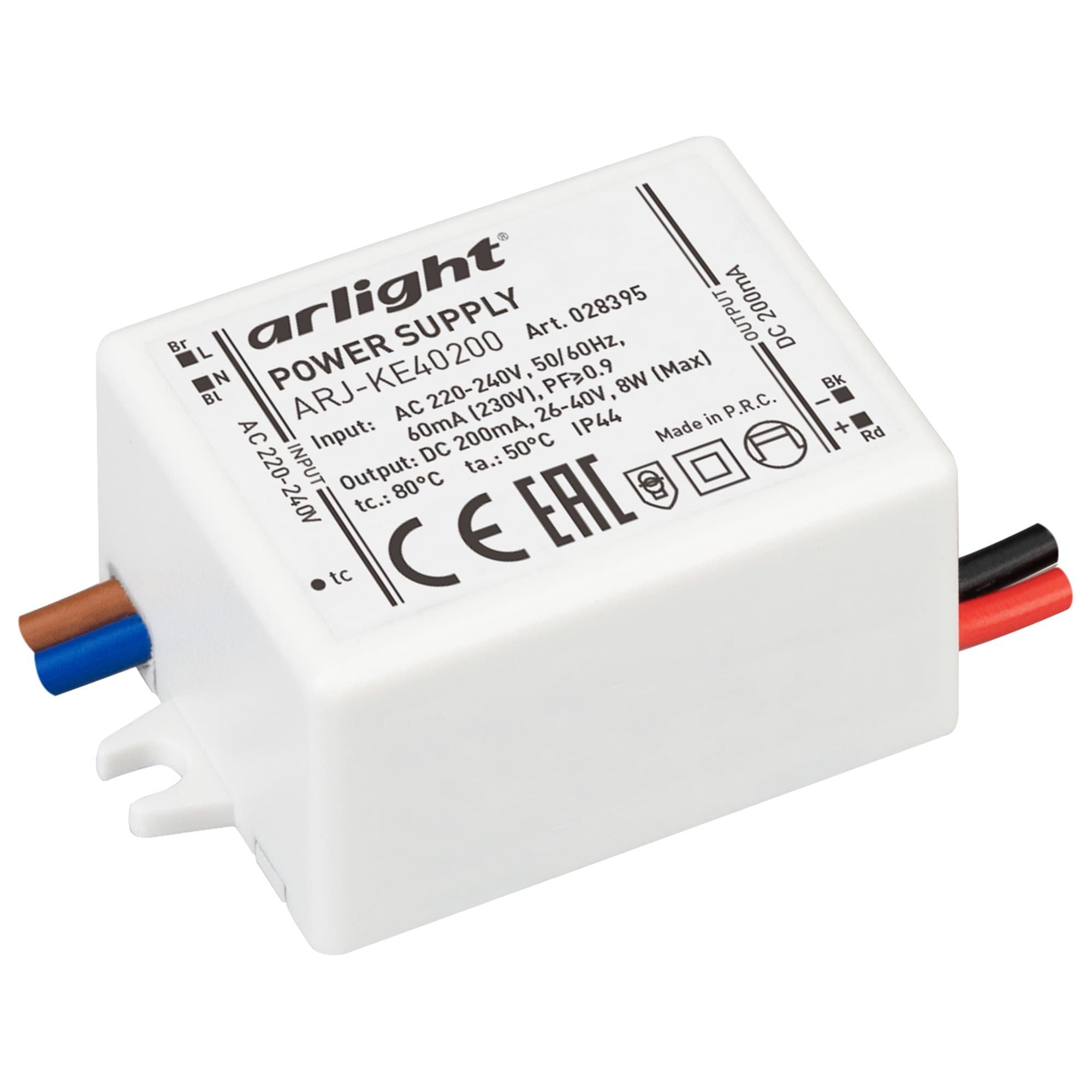 Arlight Блок питания ARJ-KE40200 (8W, 200mA, PFC) (IP44 Пластик, 5 лет) 028395 — миниатюра 1