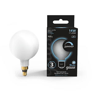Gauss Лампа Filament G200 14W 1170lm 4100К Е27 milky диммируемая LED 153202214-D — миниатюра 1
