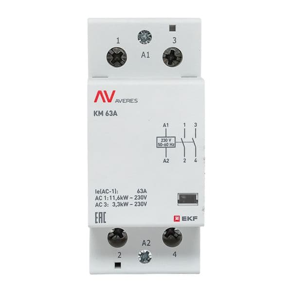 EKF Контактор модульный КМ 63А 2NO 230В АС (2 мод.) AVERES — миниатюра 3
