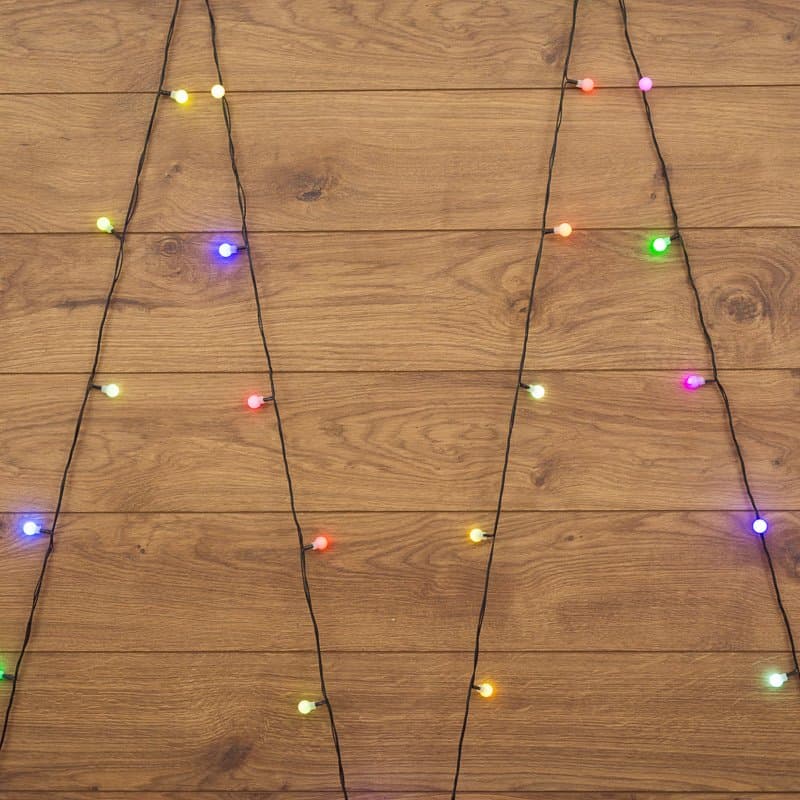 NEON-NIGHT Гирлянда "Шарики" Ø15мм 5м, темно-зеленый ПВХ, 30 диодов, цвет RGB 303-539