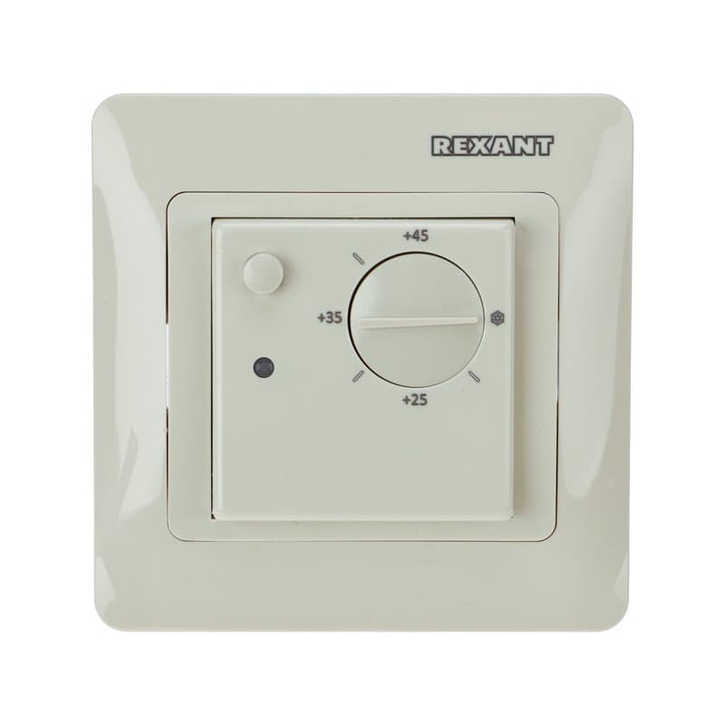 Терморегулятор механический RX-308G бежевый (совместим с Schneider серии Glossa, Atlas, Sedna, W59) REXANT 51-0826