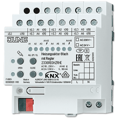 JUNG KNX Регулятор отопления, 6 каналов с регулятором 2336REGHZRHE