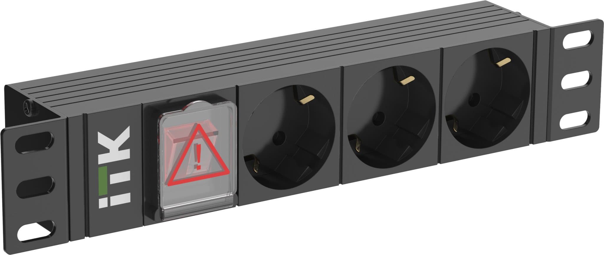 IEK ITK PDU 3 розетки нем. ст. LED 1U вх. С14 10" PH12-3D3-P