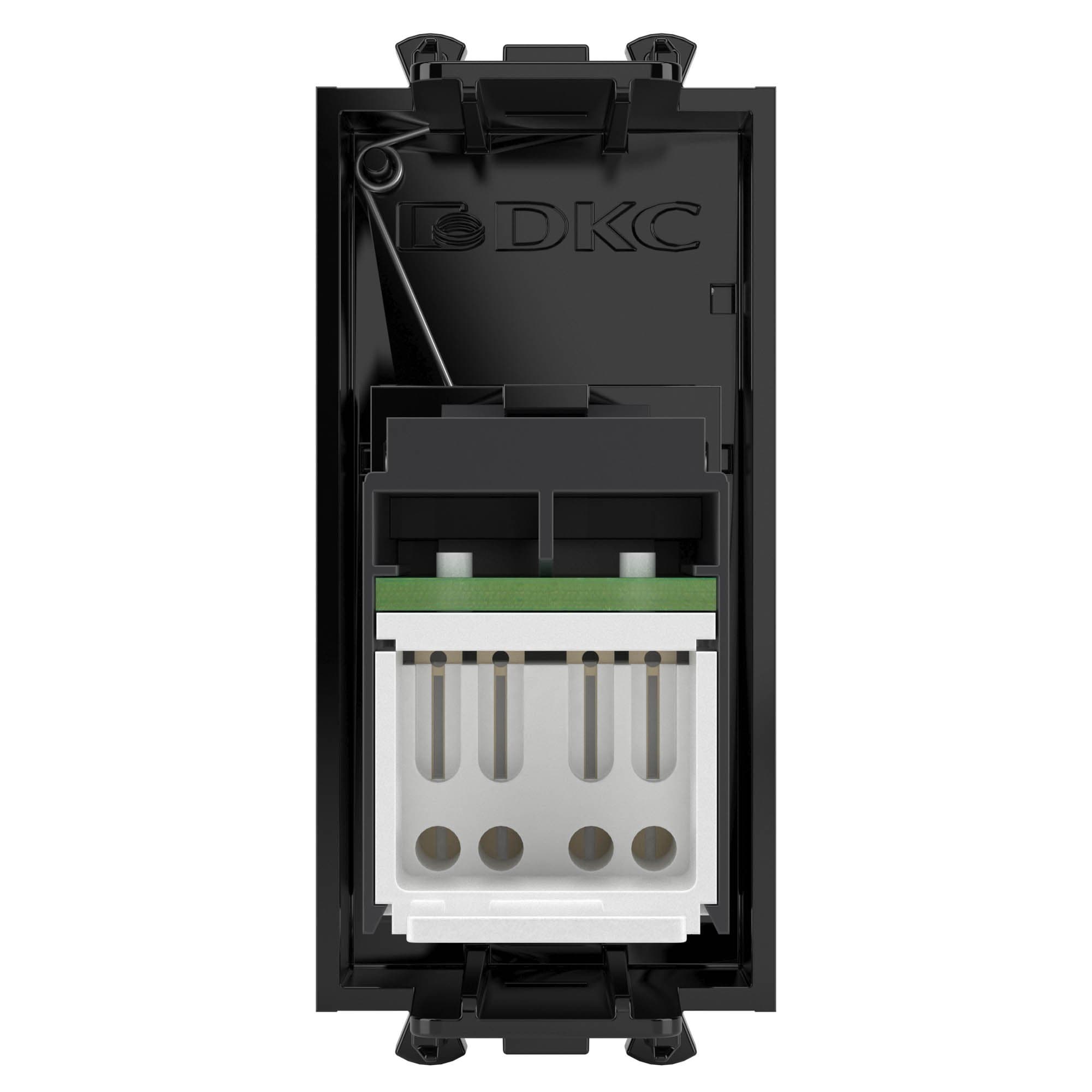 DKC Компьютерная розетка RJ-45 модульная, кат.6А, "Avanti", "Черный квадрат", 1 модуль — миниатюра 3
